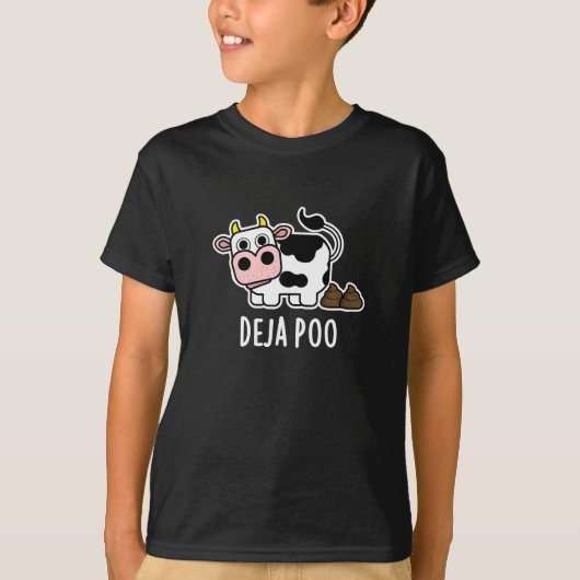 Deja Poo Funny Koe Poop Pun Dark BG T-shirt (Voorkant)