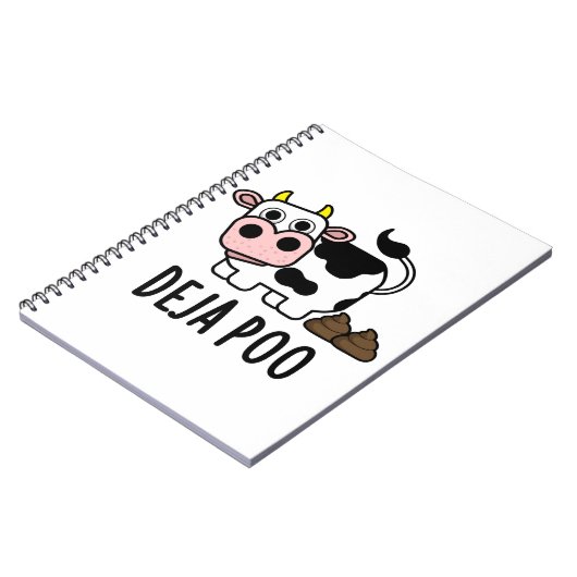 Deja Poo Grappige Koe Drol Pun Notitieboek (Linkerzijde)