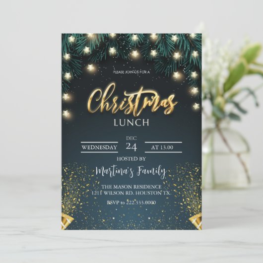 Déjeuner de Noël Invitations Fête (Debout devant)