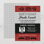 Déjeuner de sushi Anniversaire Fête Invitation (Devant / Derrière)