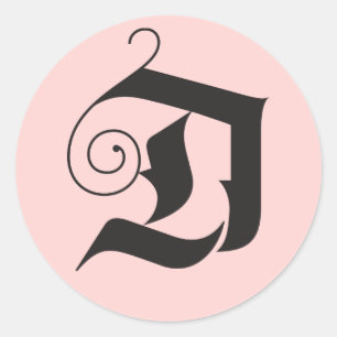 Dek de Halls Modern D Monogram roze zwart Ronde Sticker