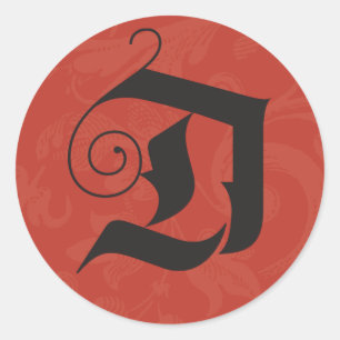 Dek de Halls Monogram D Kerstkalligrafie Ronde Sticker