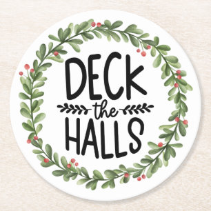 Dek de Halls Waterverf Wreath Ronde Kartonnen Onderzetter