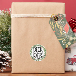 Dek de Halls Waterverf Wreath Ronde Sticker
