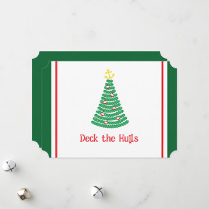 Dek de Hulls Nautical Pun Holiday Card White Feestdagenkaart