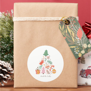 Dek de kerstboomdecoratie in de zalen ronde sticker