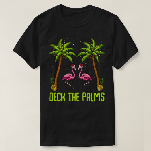 Dek de Palms Flamingo kerstboom Diervogel T-shirt (Design voorkant)