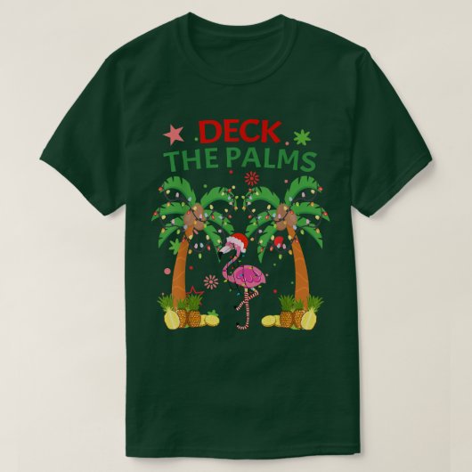 Dek de Palms Pajamas Kerstmis Flamingo T-shirt (Design voorkant)