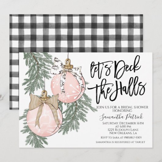 Dek de uitnodiging van de Kerstbridal van de Halls (Voorkant / Achterkant)