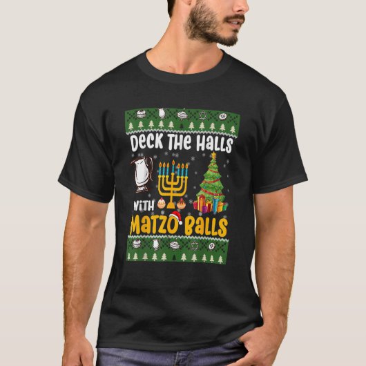 Dek de zalen met Matzo Balls joodse Donukkah T-shirt (Voorkant)