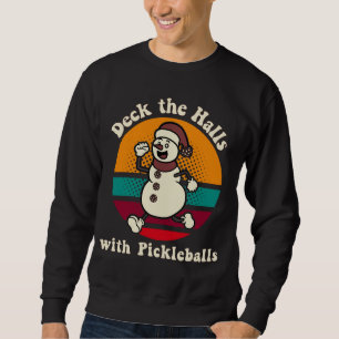 Dek de zalen met Pickleballen Retro Cute Snowman Trui