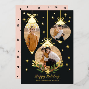 Dek de zalen van Elegant die foto's Ornamenten han Folie Feestdagenkaart