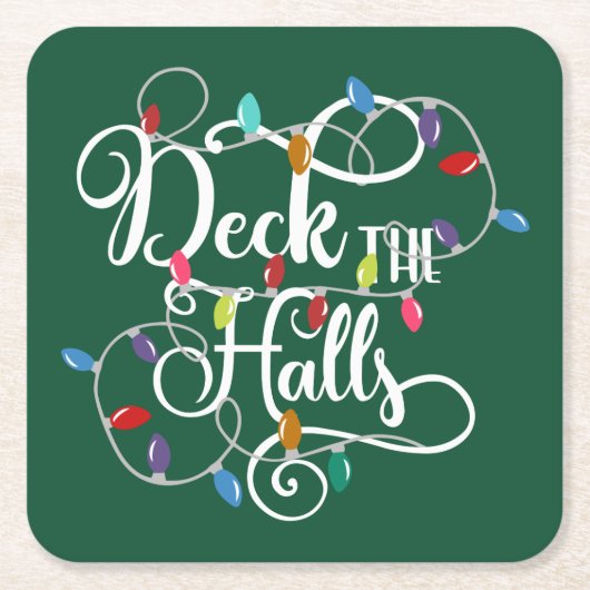 dek kerstfeestdagen vierkante kartonnen onderzetter (Voorkant)