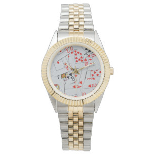 Dek van gekatterde speelkaarten horloge