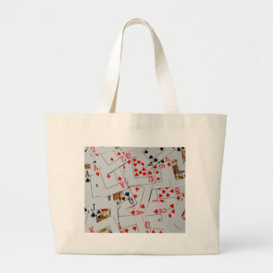 Dek van het patroon van de gekatterde speelkaartje grote tote bag