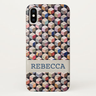 dekbed Antiek tuimelblokken patchwork iPhone X Hoesje