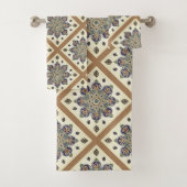 Dekdoek Reeks met medallion trellis print Bad Handdoek (Insitu)