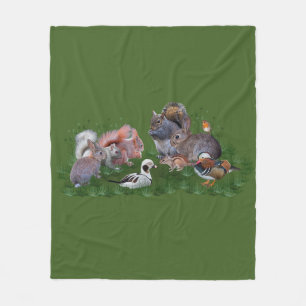 Deken met bosdieren van fleece