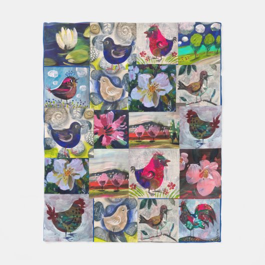 deken met vogels en bloemen (Voorkant)