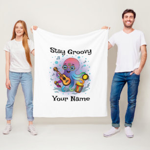 Dekens met eigen fleece Retro Octopus Naam & Tek