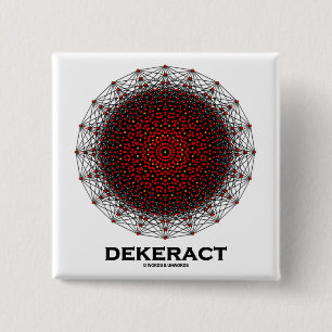 Dekerat (10-dimensionale hyperkubus) vierkante button 5,1 cm