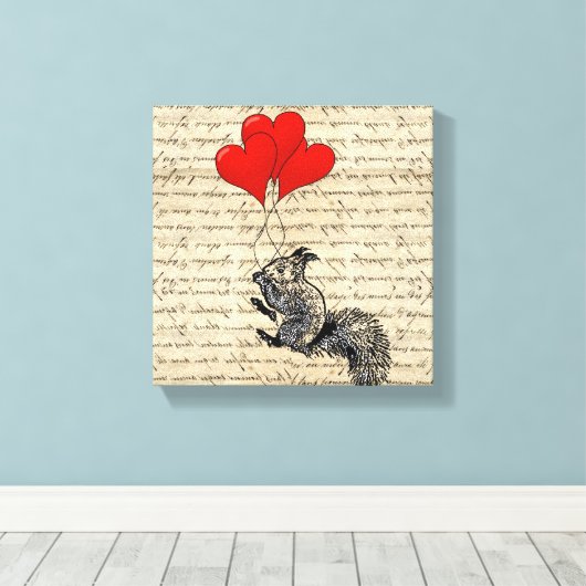Dekhoorn en hartballonnen canvas afdruk (Insitu (Houten vloer))