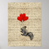 Dekhoorn en hartballonnen poster (Voorkant)