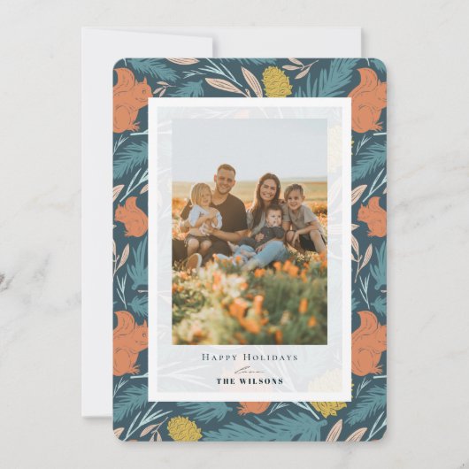 Dekhoorn en Pinecone kerstfeestdag - Fotokaart Kaart (Voorkant)