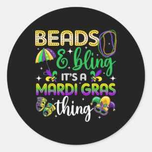 Dekken en lenen Het is een mardi gras-mannetje. Ronde Sticker