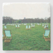 Dekkerstoelen verspreid in Green Park in Londen Stenen Onderzetter (Voorkant)