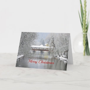 Dekking Bridge Snow-fotoKerstmis Feestdagen Kaart