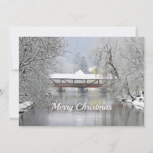 Dekking Bridge Snow Photo Kerstmis Feestdagenkaart