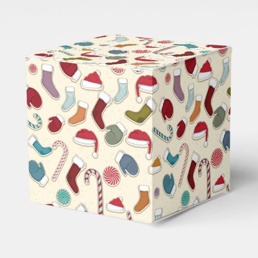 Dekking met kerstcadeau, vakantieverpakking bedankdoosjes (Voorkant Zijde)