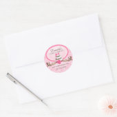 Dekking van Elegant Cake en Damask Bakery Box Ronde Sticker (Envelop)