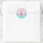 Dekking van Elegant Cake en Damask Bakery Box Ronde Sticker (Tas)