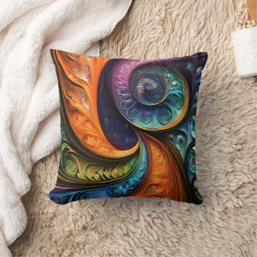 Dekokissen: fraktales modernes design, farbenfroh kussen (Deken)