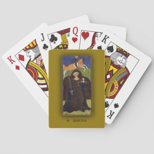 Deksel met de JUSTITIE Visconti-Sforza Tarot Speelkaarten (Achterkant)