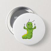 Deksel met spoon en vork ronde button 7,6 cm (Voorkant /achterkant)