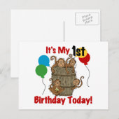 Deksel van apen 1e verjaardag briefkaart (Voorkant / Achterkant)