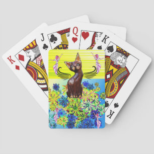 Deksel van de speelkaart Fairy Kitten Floral Strip Pokerkaarten