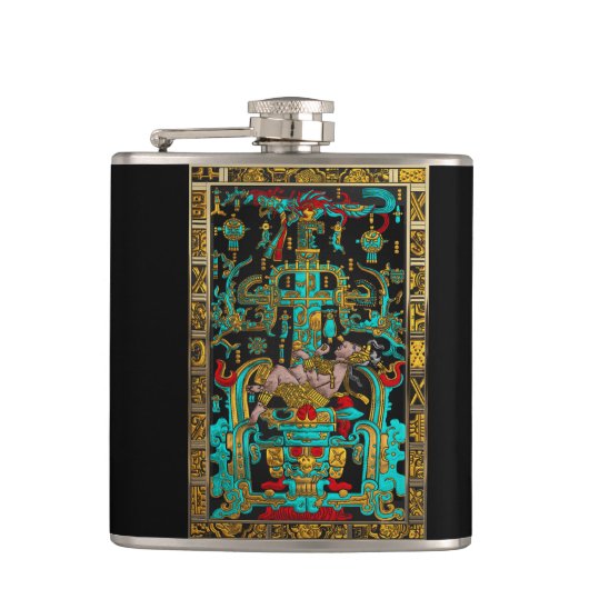 Deksel van Grote Graf van Pakal - Palenque Astrona Heupfles (Voorkant)