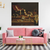 Deksel van juwelen op tafel canvas afdruk (Insitu (Woonkamer))