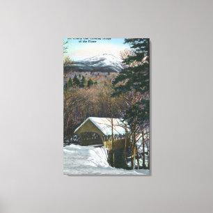 Dekte brug aan de Flume in Winter Canvas Afdruk