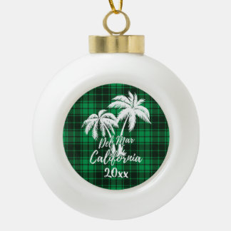 Del Mar California Beach Palm Tree Green Pset Keramische Bal Ornament