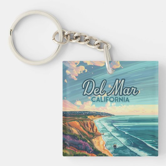 Del Mar California San Diego Beach Pacific Vintage Sleutelhanger (Voorkant)