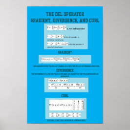 Del Operator: Gradiënt, Divergentie en Rotatie Poster