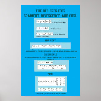 Del Operator:  Gradiënt, Divergentie en Rotatie Poster