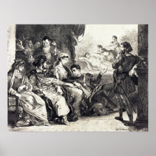 Delacroix - De dood van Hamlet's vader (wet... Poster