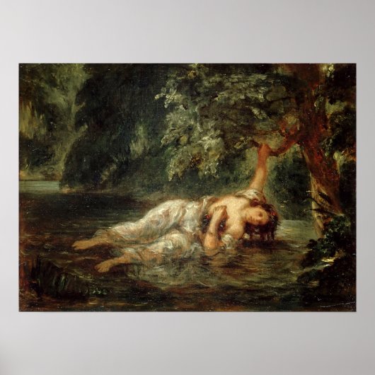 Delacroix - Dood van Ophelia 1853 Poster (Voorkant)