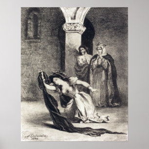 Delacroix - Het Lied Van Ophelia (Acte IV Scène V) Poster